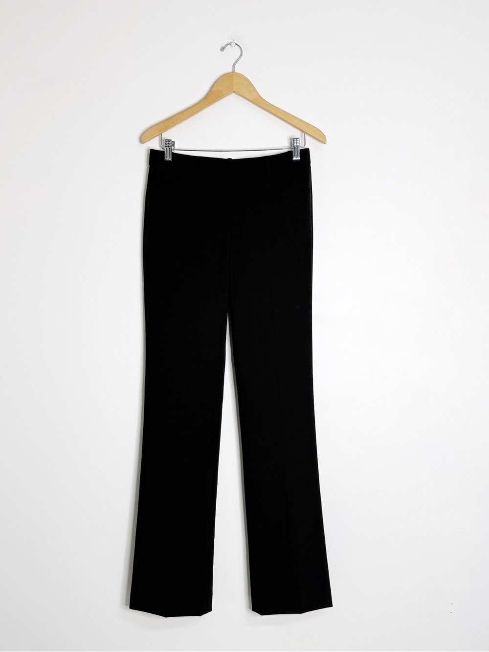 Theory Black Wool Blend Pants Size 4 Stretch Flare Leg Dress Trousers